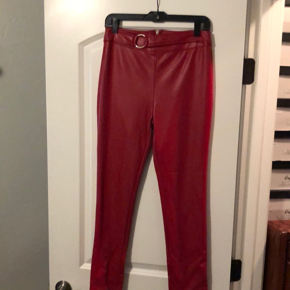 Women’s red leather pants